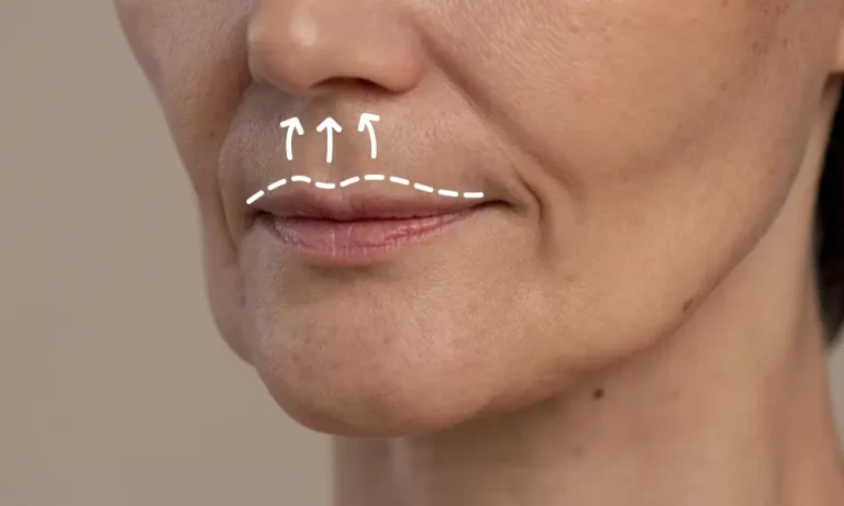 a woman with incision lines over her lips